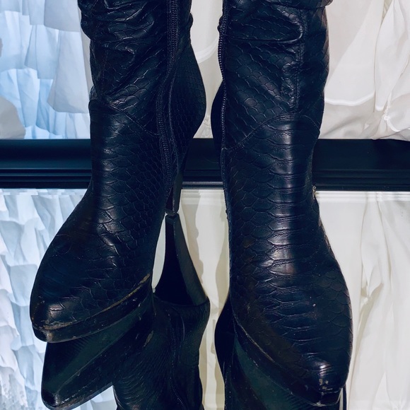carlos santana black knee high boots